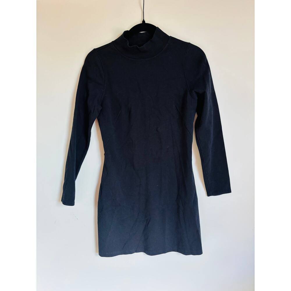 Everlane The Cotton Mockneck Dress FITTED DRESS WOMENS SIZE MEDIUM BLACK